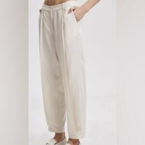 Lattelier NWT Cream Ivory Linen Cotton Blend Tapered Trouser Pants - Small